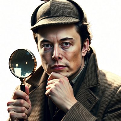 Harry Bōlz as a detective with a magnifying glass and deerstalker hat